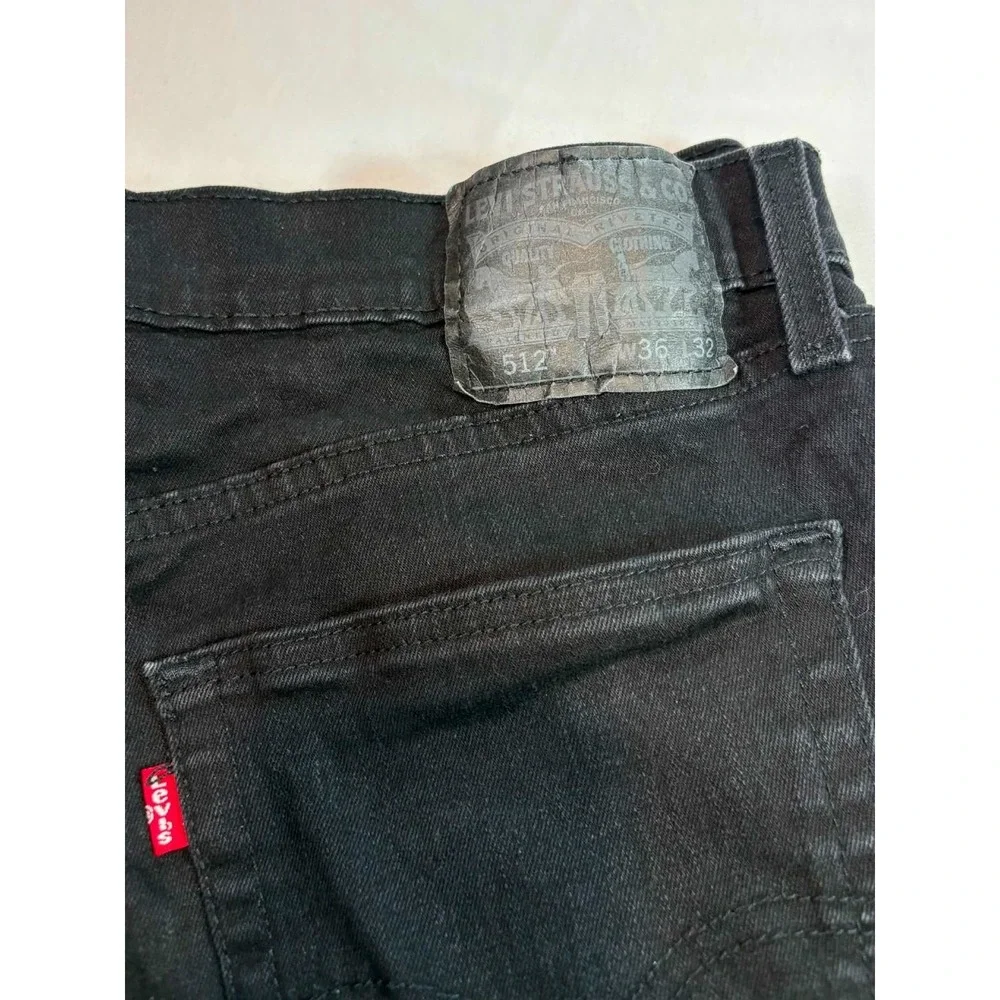 Levis 512 Mens Slim Taper Black Denim Jeans 36x32 W36 L32 Stretch Pants